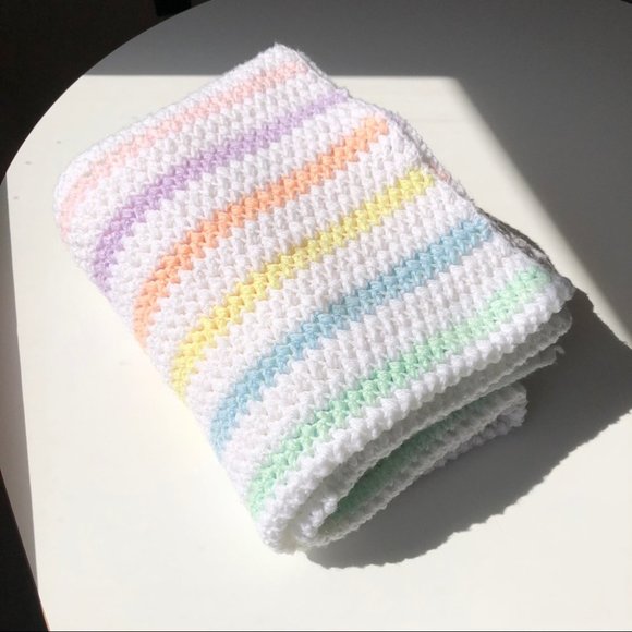 Handmade Other - Handmade White Pastel 🌈 Crochet Blanket Afghan